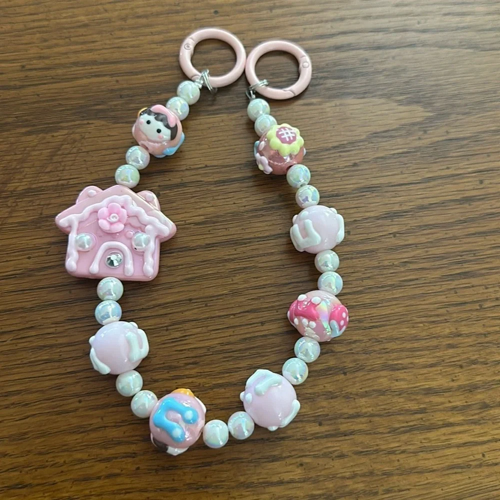 Beaded charm keychain
